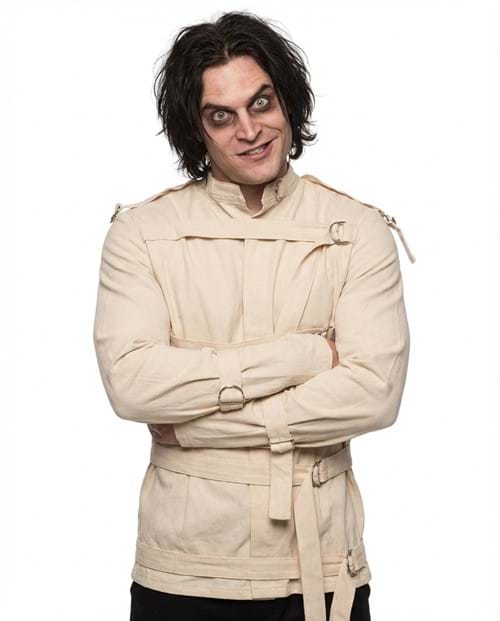 Adult Straight Jacket White Costume Front Veiws