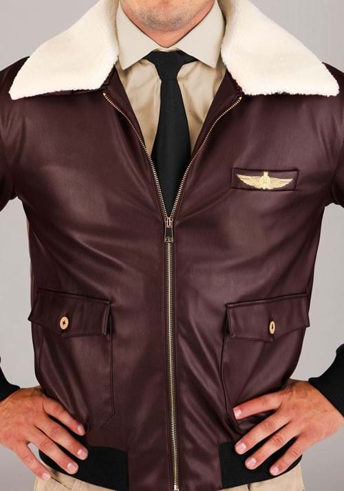Adult WW2 Pilot Costume Maroon Jacket Callet & Zippar Veiws