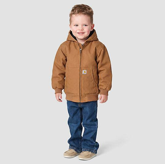 Boys' Long Sleeve Canvas Insulated Active Brown Jacket (Baby/Toddler) Full Body Front Veiws