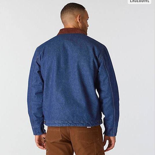 Crafted Series Denim Sherpa Lined Chore Blue Jacket Back Veiws