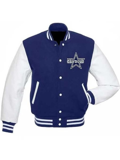 Dallas Cowboys Letterman Blue Jacket Front Veiws