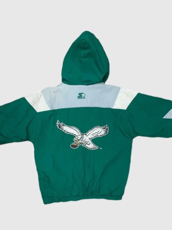 Eagles 90s Starter Green & white Jacket Back Veiws
