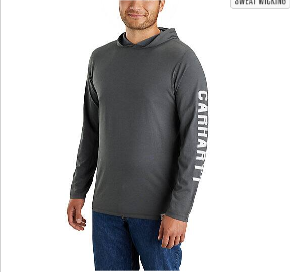 Force Relaxed Logo Carbon Heather Hoodie Front Veiws