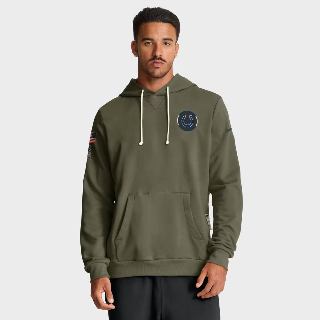 Indianapolis Colts Nike Salute to Service Olive Green Hoodie Front Veiws