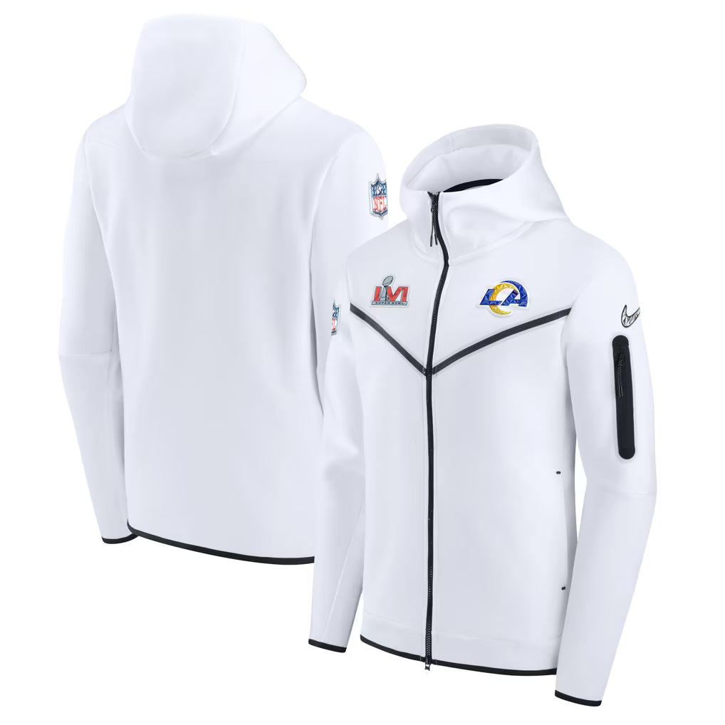Los Angeles Rams Nike White Diamond Tech Fleece White Jacket Front Veiws