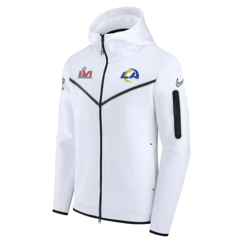 Los Angeles Rams Nike White Diamond Tech Fleece White Jacket Left Side Veiws