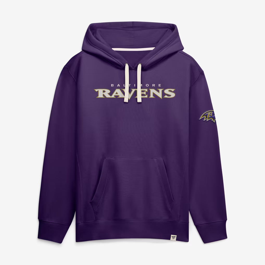 Men's Baltimore Ravens Heritage Pullover Purple Hoodie Front Veiws