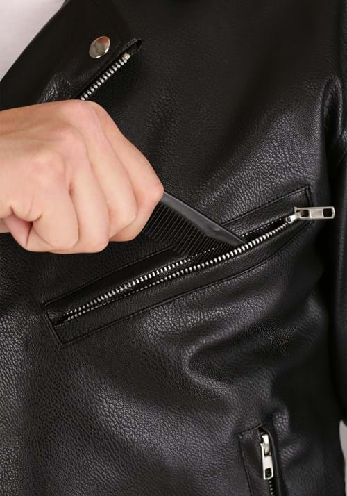 Men's Grease Authentic T-Birds Black Jacket Costume Front Pocket Veiws
