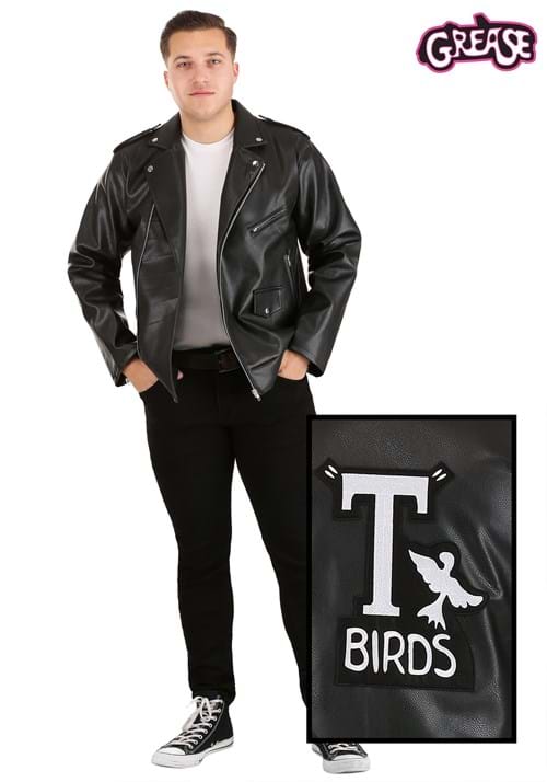 Men's Grease Authentic T-Birds Black Jacket Costume Front Veiws