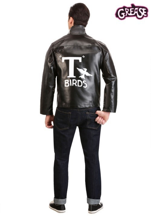 Men's Grease T-Birds Black Jacket Costume Back Veiws