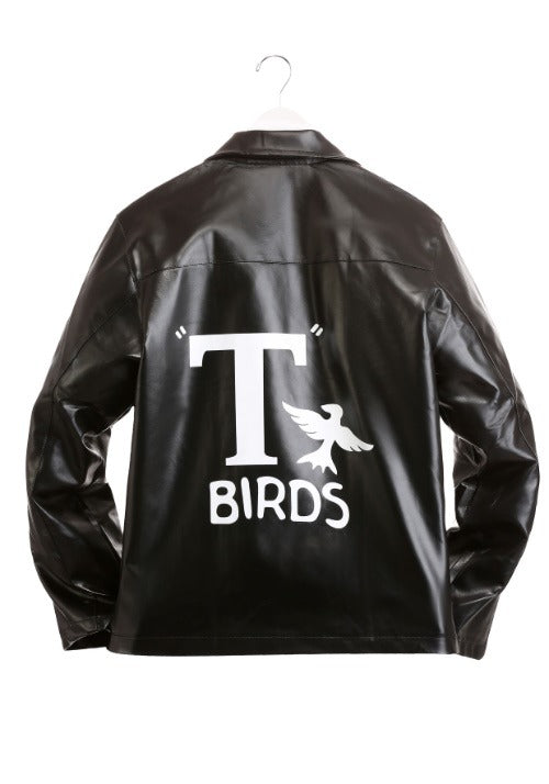 Men's Grease T-Birds Black Jacket Costume Full Product Back Veiws