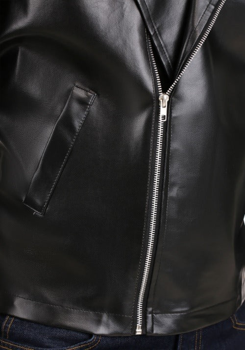 Men's Grease T-Birds Black Jacket Costume Zipper Closed & Pocket Veiws