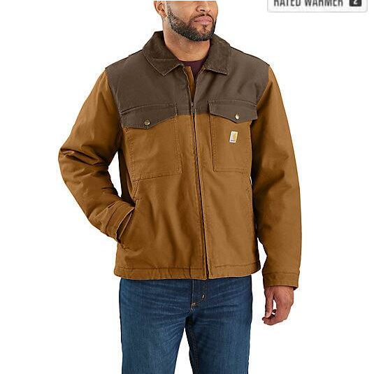 Montana Rugged Flex™ Duck Carhartt Brown Jacket  Front Veiws