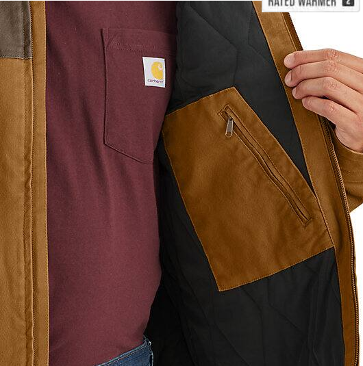 Montana Rugged Flex™ Duck Carhartt Brown Jacket  Inside Pocket Veiws