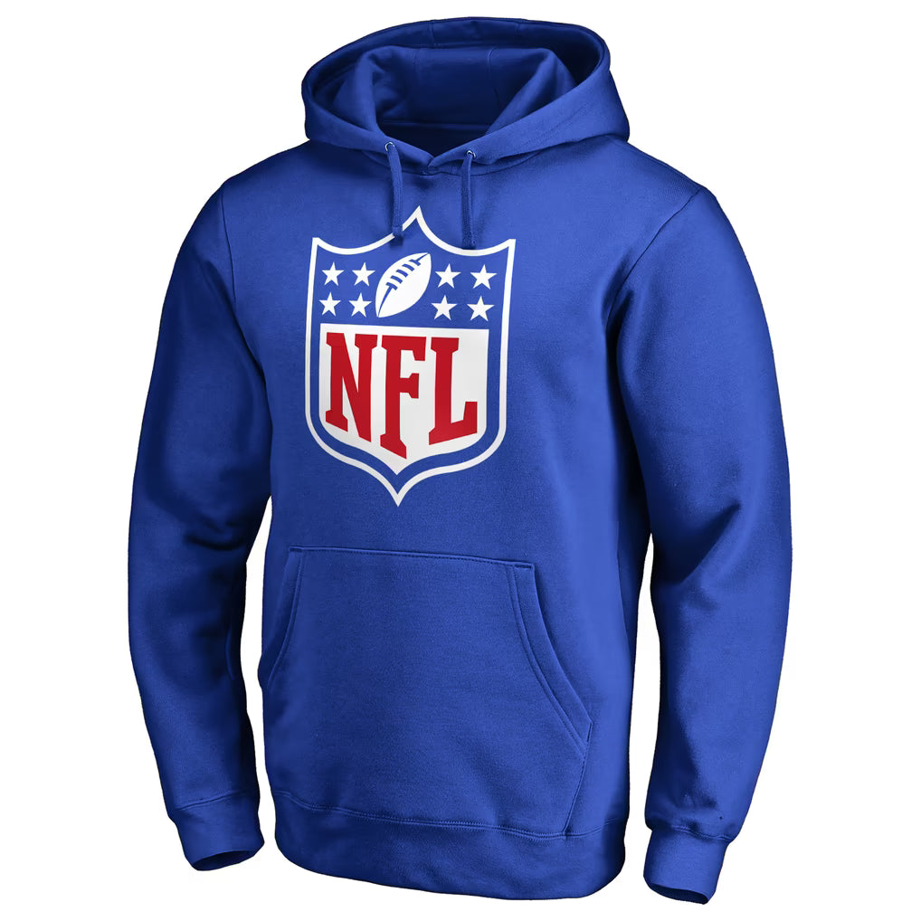NFL Shield Charcoal Pullover Blue Hoodie Front Veiws