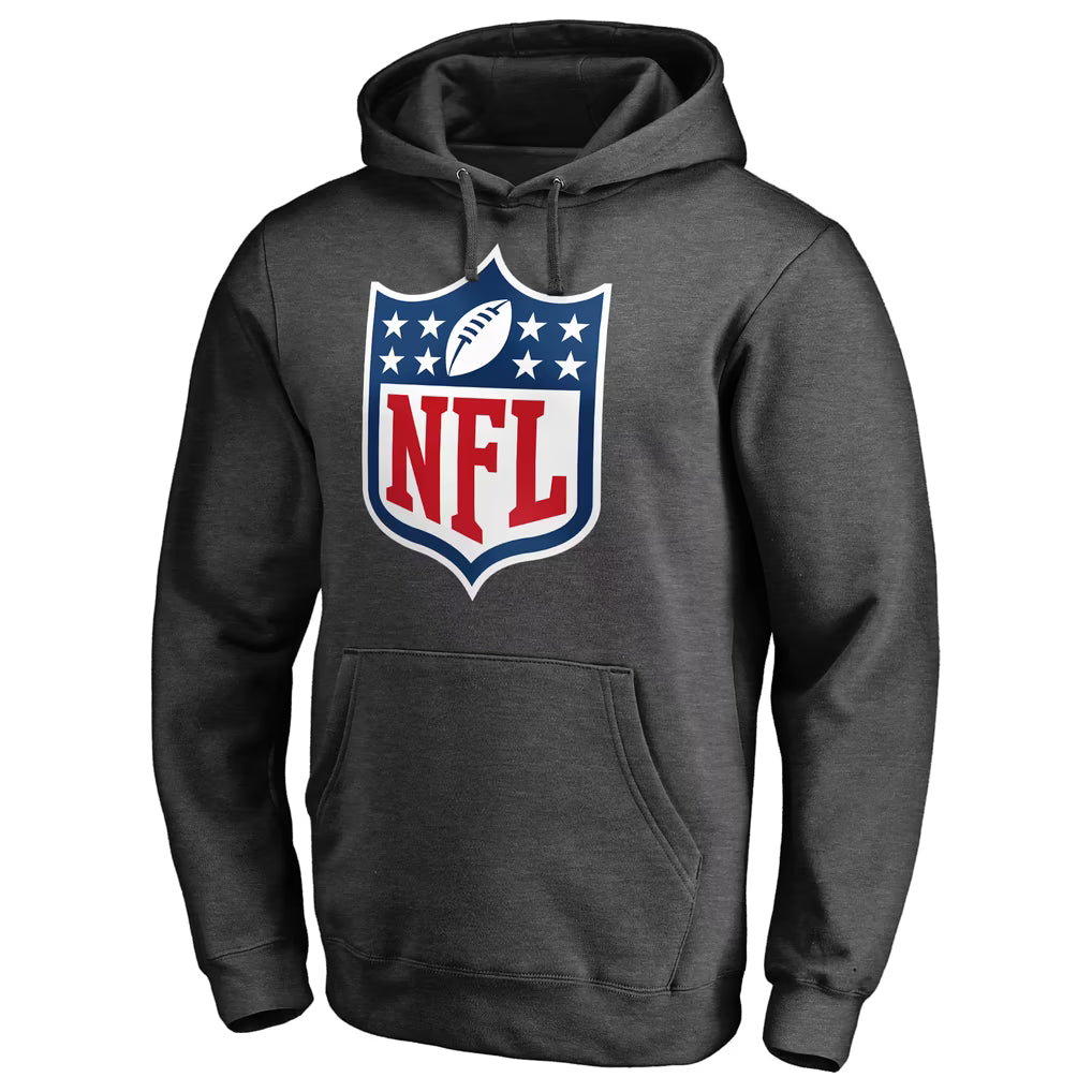 NFL Shield Charcoal Pullover Heather Gray Hoodie Front Veiws