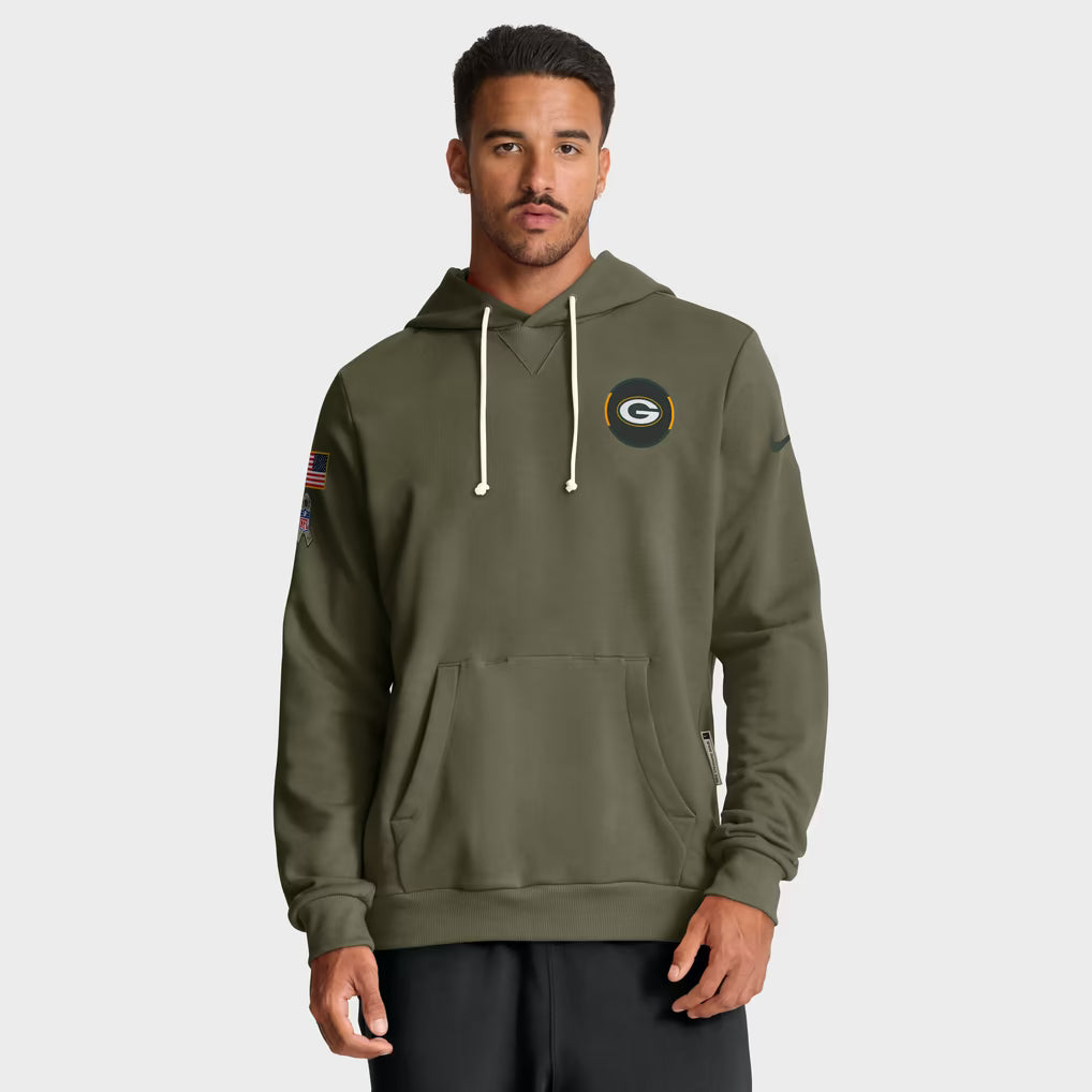 Packers 2025 Salute To Service Dri-FIT Dark Green Hoodie Front Veiws