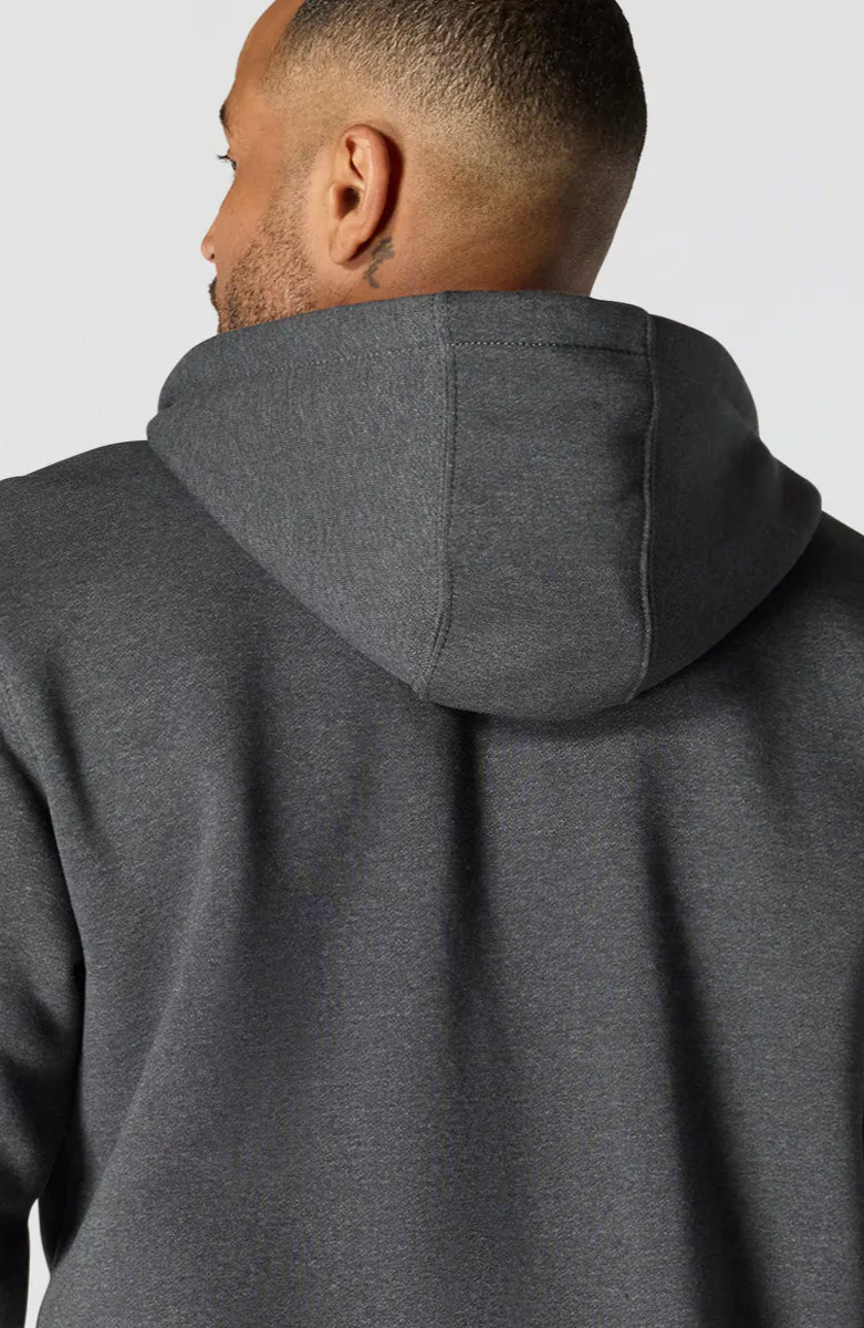 Paxton Full Zip Carbon Heather Sweatshirt back side hut views 