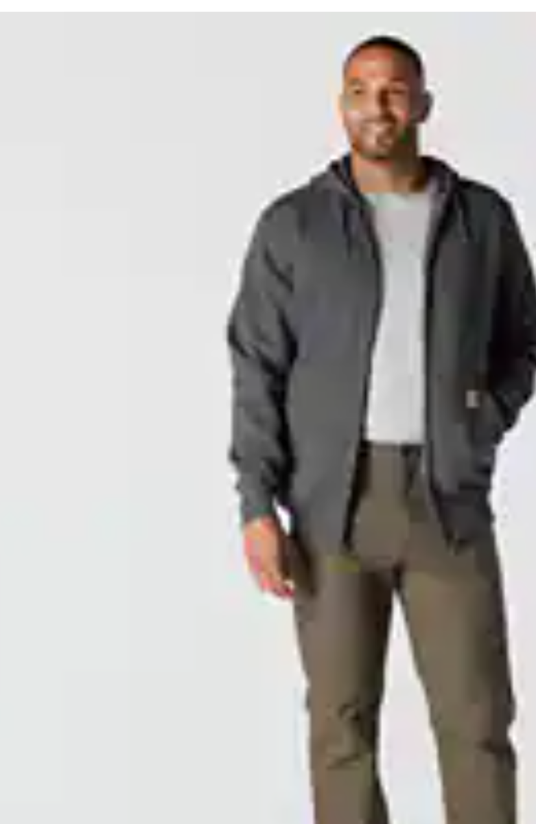 Paxton Full Zip Dark Carbon Heather Sweatshirt front side  views 
