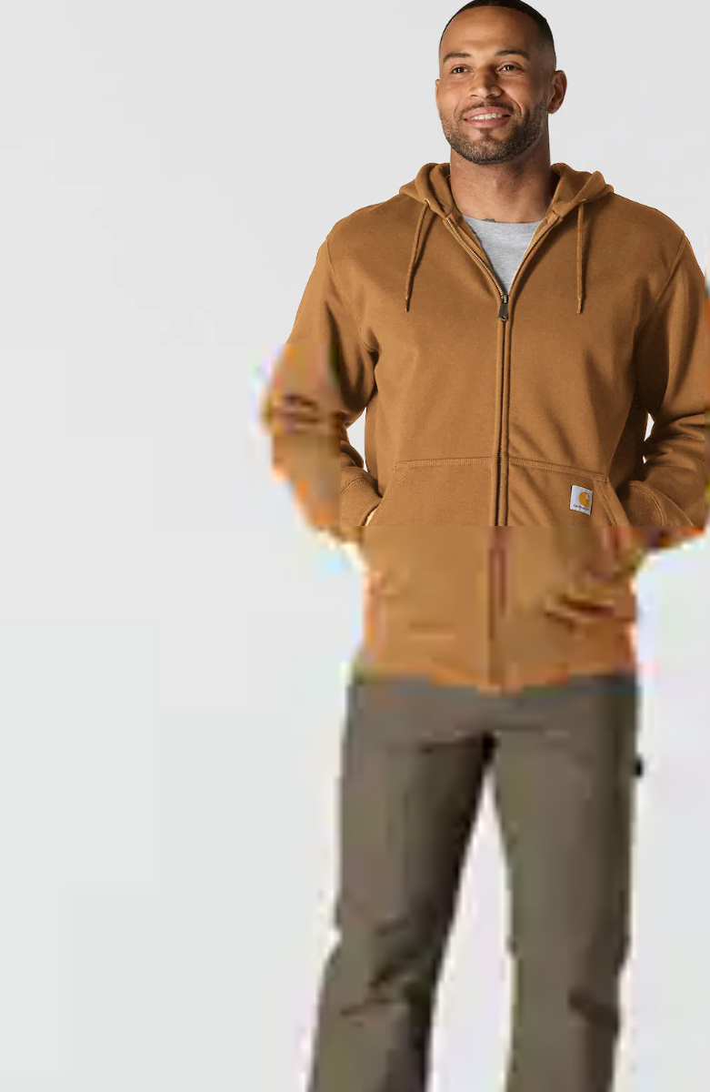 Paxton Full Zip Dark Carhartt Brown  Sweatshirt front side views 