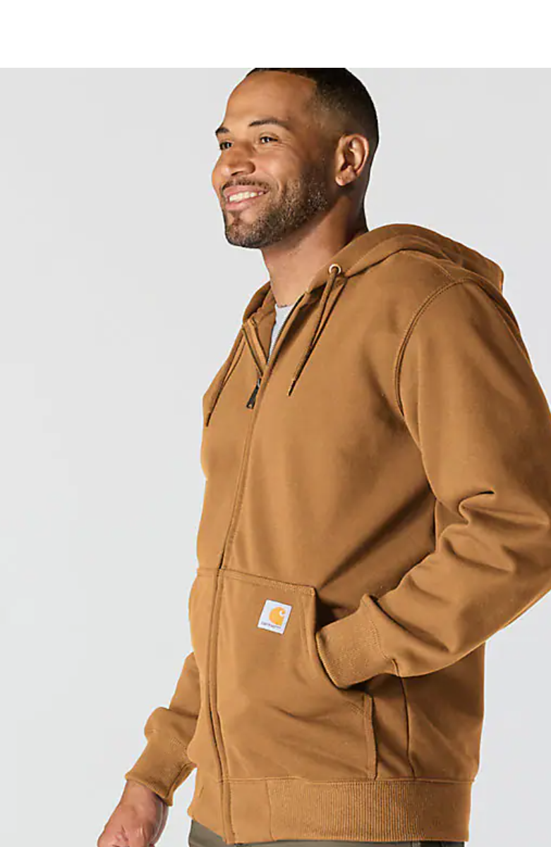 Paxton Full Zip Dark Carhartt Brown Sweatshirt left  side views 