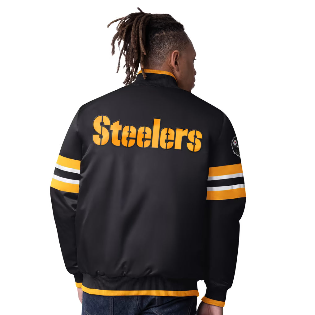 Pittsburgh Steelers Starter Scout Varsity Black Jacket Back Veiws