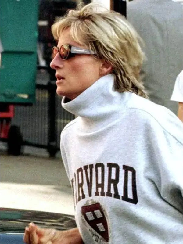 Princess Diana Harvard Light Gray Sweatshirt While Running Away Veiws