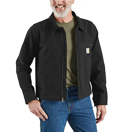 Re-Engineered Rugged Flex® Relaxed Fit Duck Detroit Black Jacket - 1 Warm Rating Front Veiws