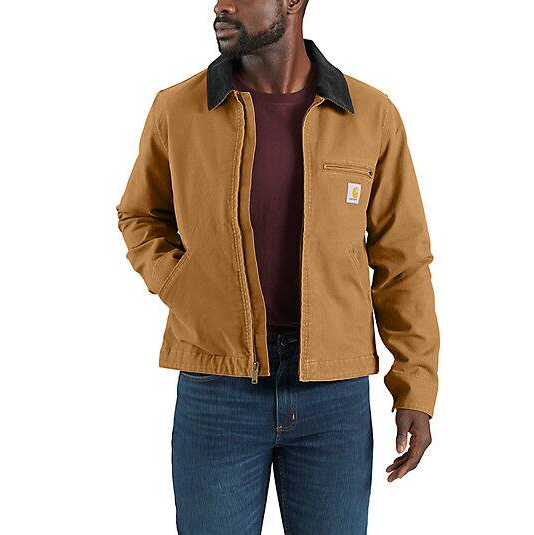 Re-Engineered Rugged Flex® Relaxed Fit Duck Detroit Carhartt Brown Jacket - 1 Warm Rating Front Veiws