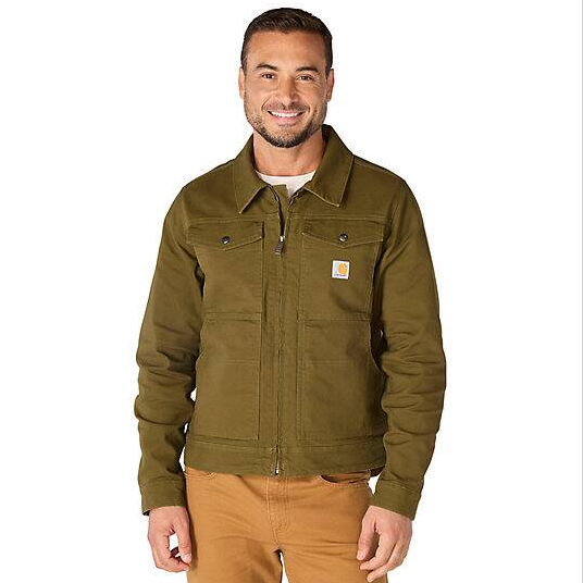 Rugged Flex® Duck Berwick Burnished Logs Jacket Front Veiws
