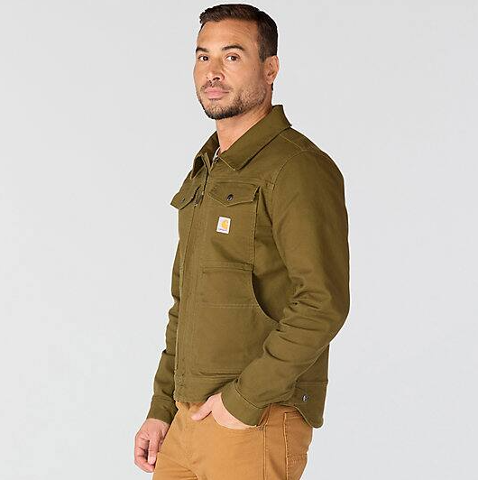 Rugged Flex® Duck Berwick Burnished Logs Jacket Left Side Veiws