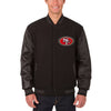 San Francisco 49ers JH Design Reversible Wool & Leather Black Jacket Front Veiws