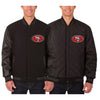 San Francisco 49ers JH Design Reversible Wool & Leather Black Jacket Two Design Front Veiws