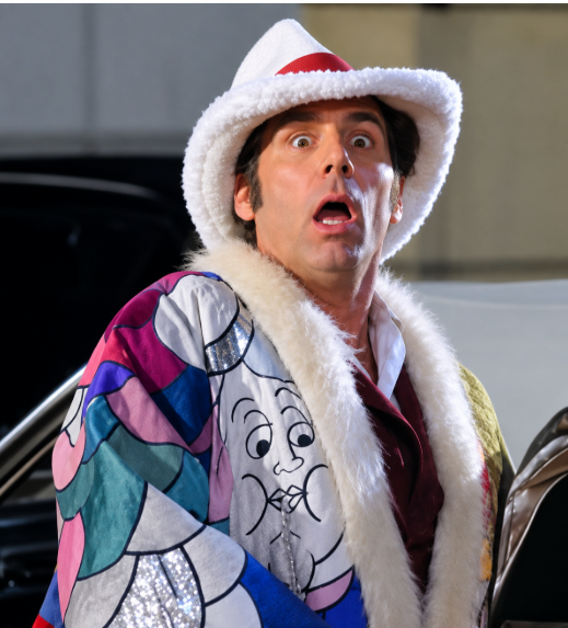 Cosmo Kramer patchwork coat with white fur 