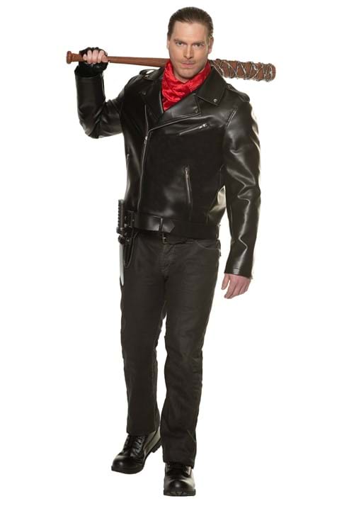 The Walking Dead Negan Biker Black Jacket Costume for Men Front Veiws