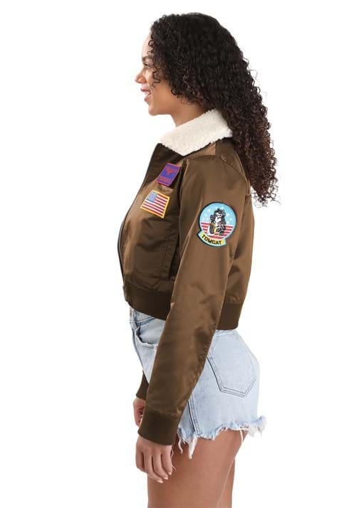 Top Gun Women's Bomber Brown Jacket Costume Left Side Veiws