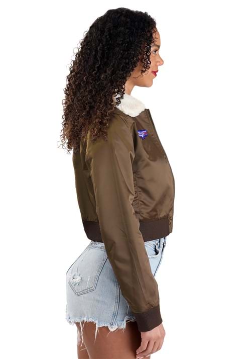 Top Gun Women's Bomber Brown Jacket Costume Right Side Veiws