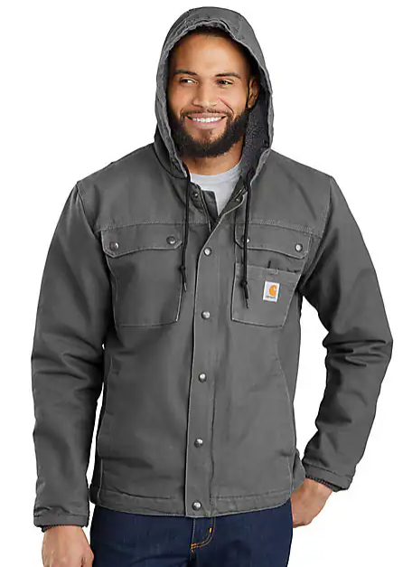 Washed Duck Dark Gray Bartlett Jacket Open Front Veiws
