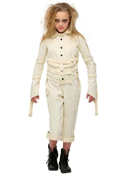 White Straitjacket Costume for Girls Front Veiws