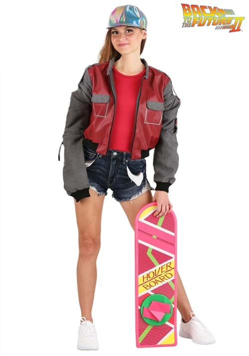 Women's Back to the Future II Marty McFly Costume Red &amp; Gray Jacket Front Veiws