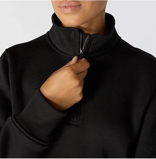 Women_s_Clarksburg_Quarter-Zip_Black_Sweatshirt_Zipper Closed_Veiws