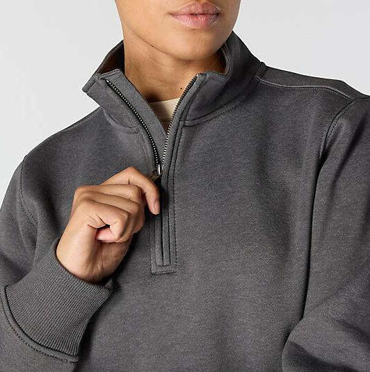 Women_s_Clarksburg_Quarter-Zip_Carbon Heather_Sweatshirt_Zipper Closed_Veiws