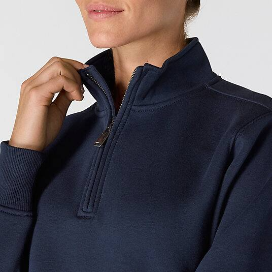 Women_s_Clarksburg_Quarter-Zip_Navy_Sweatshirt_Zipper Closed_Veiws