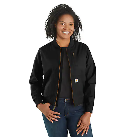 Women's Crawford Bomber Black Jacket Front Side Veiws