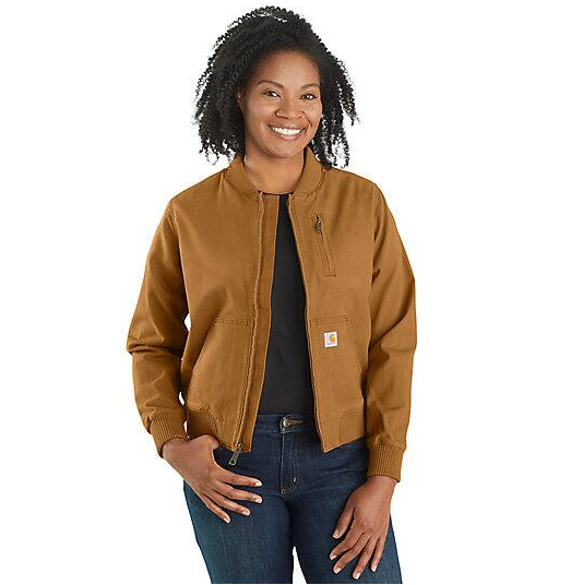 Women's Crawford Bomber Carhartt Brown Jacket Front Side Veiws