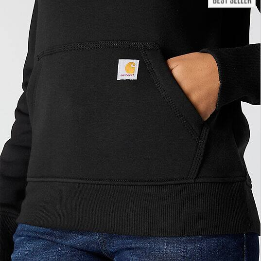 Women_s_Iconic_Clarksburg_Logo_Black_Sweatshirt_Drawstring_Fornt Pocket_Veiws
