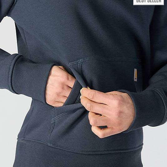 Women_s_Iconic_Clarksburg_Logo_Deep Smoke Blue_Sweatshirt_Drawstring_Fornt Pocket_Veiws