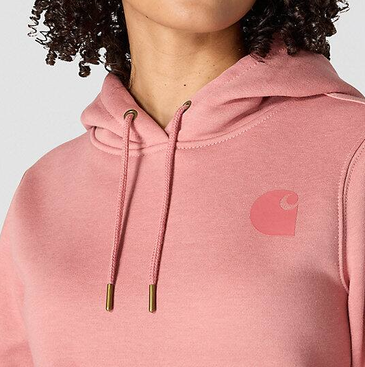Women's Iconic Clarksburg Logo Rose Tint Heather Sweatshirt Drawstring Hood Veiws