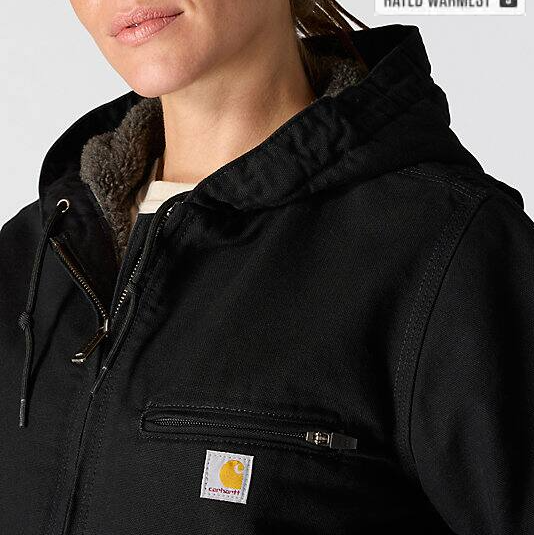Women_s_Iconic_Washed_Duck_Sierra_Black_Jacket_Chest Pocket Detail Views