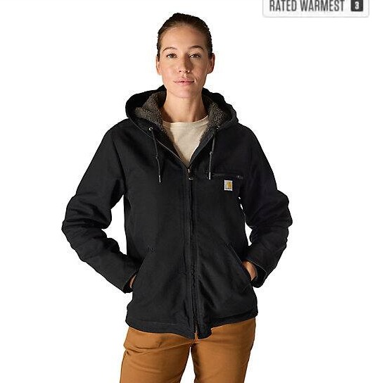 Women's Iconic Washed Duck Sierra Black Jacket Front Veiws